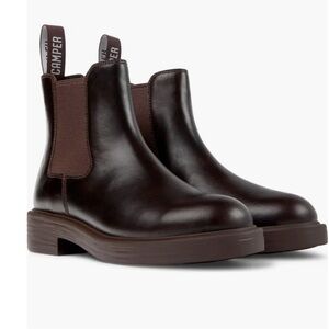 Camper Dark Brown Leather Ankle Boots